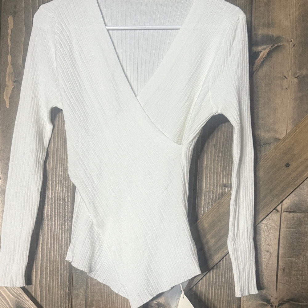 J.ING Cream Ribbed V-Neck Bodysuit - Picture 3 of 4